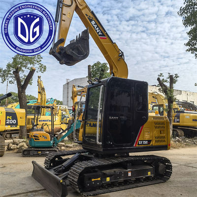उन्नत हाइड्रोलिक प्रणाली के साथ इस्तेमाल किया गया Sany SY75C 7.5Ton छोटा खुदाई मशीन