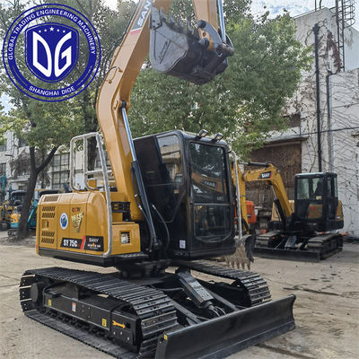 उन्नत हाइड्रोलिक प्रणाली के साथ इस्तेमाल किया गया Sany SY75C 7.5Ton छोटा खुदाई मशीन
